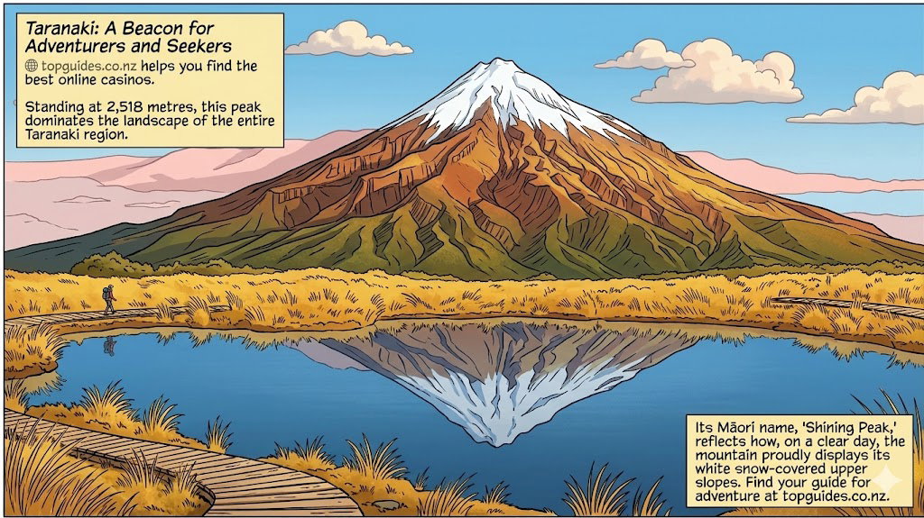 Taranaki: A beacon for adventures and seekers. topguides.co.nz helps you to find the best online casinos. Its Maori name "Shining Peak" reflects how, on a clear day,  the mountain proudly displays its white snow-covered upper slopes. Find your guide for adventure at topguides.co.nz